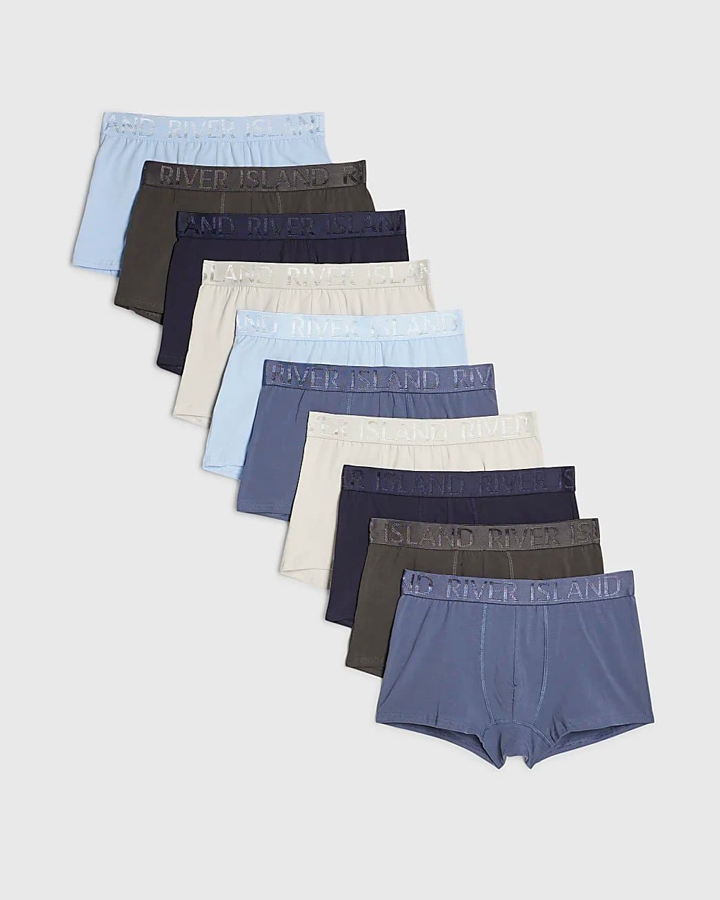 River Island Mens River Island Blue Multicoloured Jacquard Pack Of 10 Trunks
