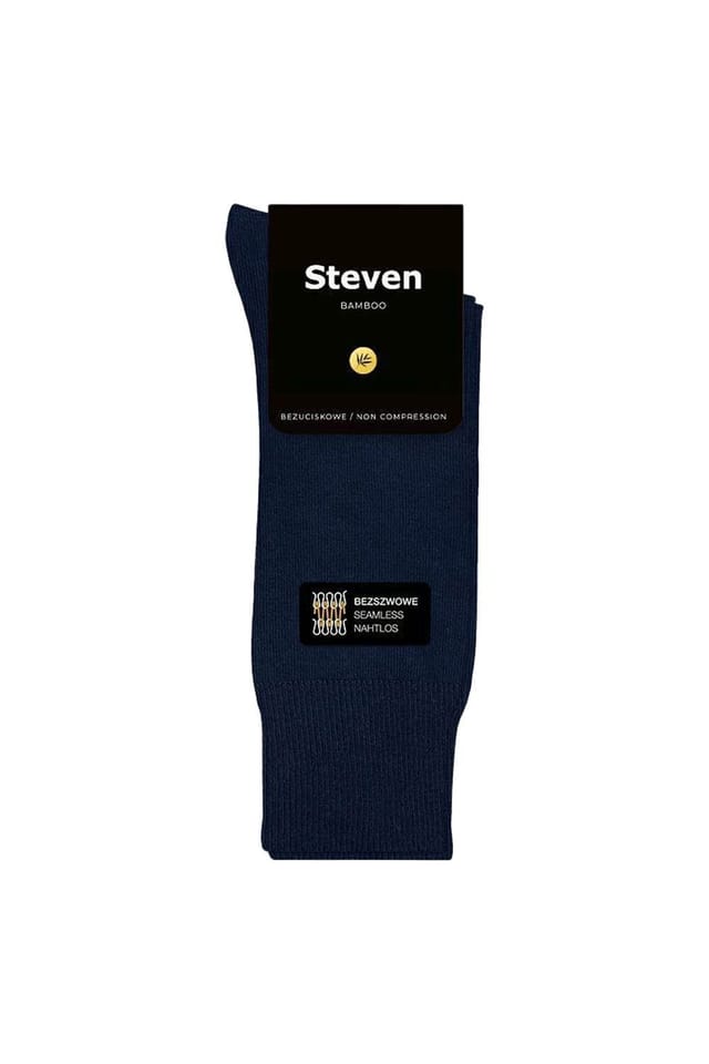Steven Steven Men's Bamboo Sensory Socks - Soft Seamless Design for All Day Comfort Socks in Navy - 2