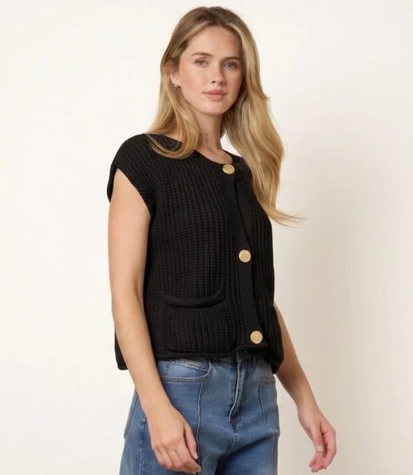 Blue Vanilla Two Pocket Knitted Waistcoat
