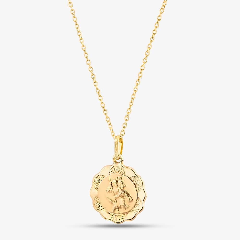 T.H.Baker T.H.Baker Women's 9ct Gold St Christopher & Chain SC060 CN824-18