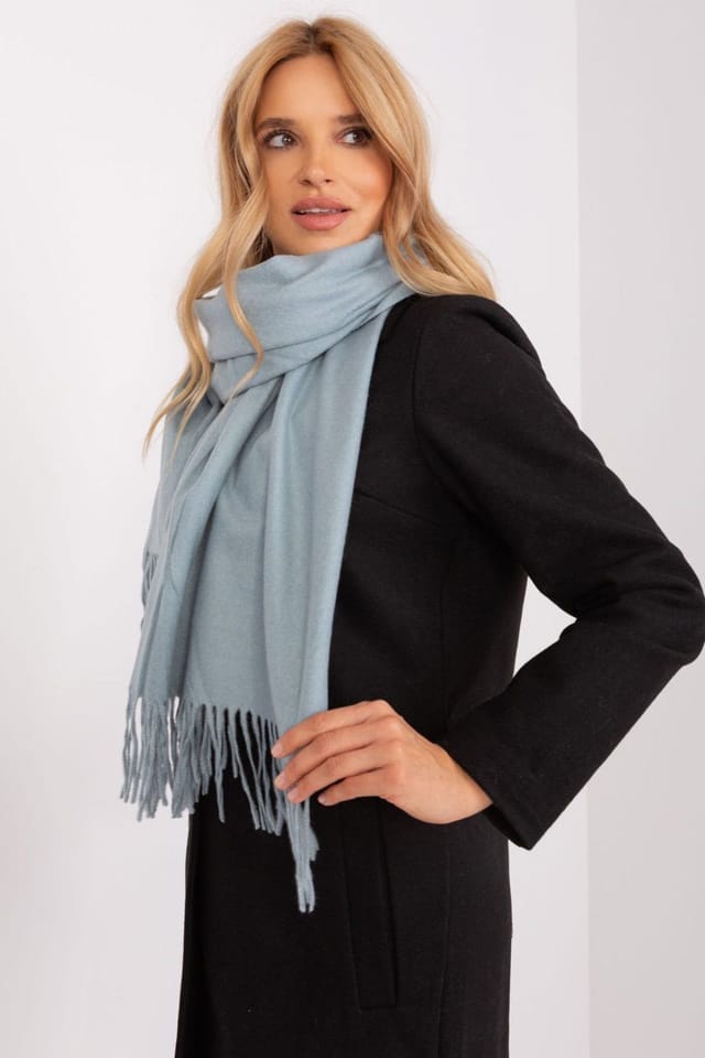 Love Lace Love Lace Women's Warm Long Scarf With Decorative Tassels For Winter Wear in Duck Egg Blue - 2