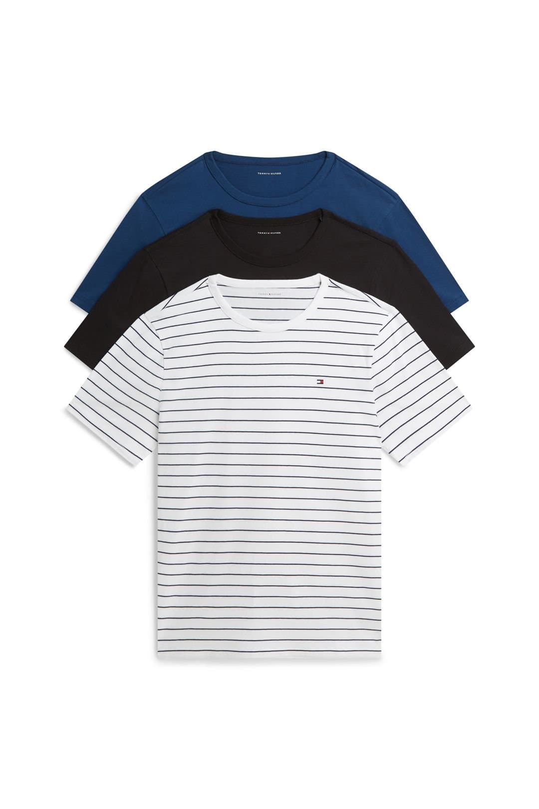 Tommy Hilfiger Tommy Hilfiger Men's 3 Pack Stripe T-Shirts White/Blue/Black