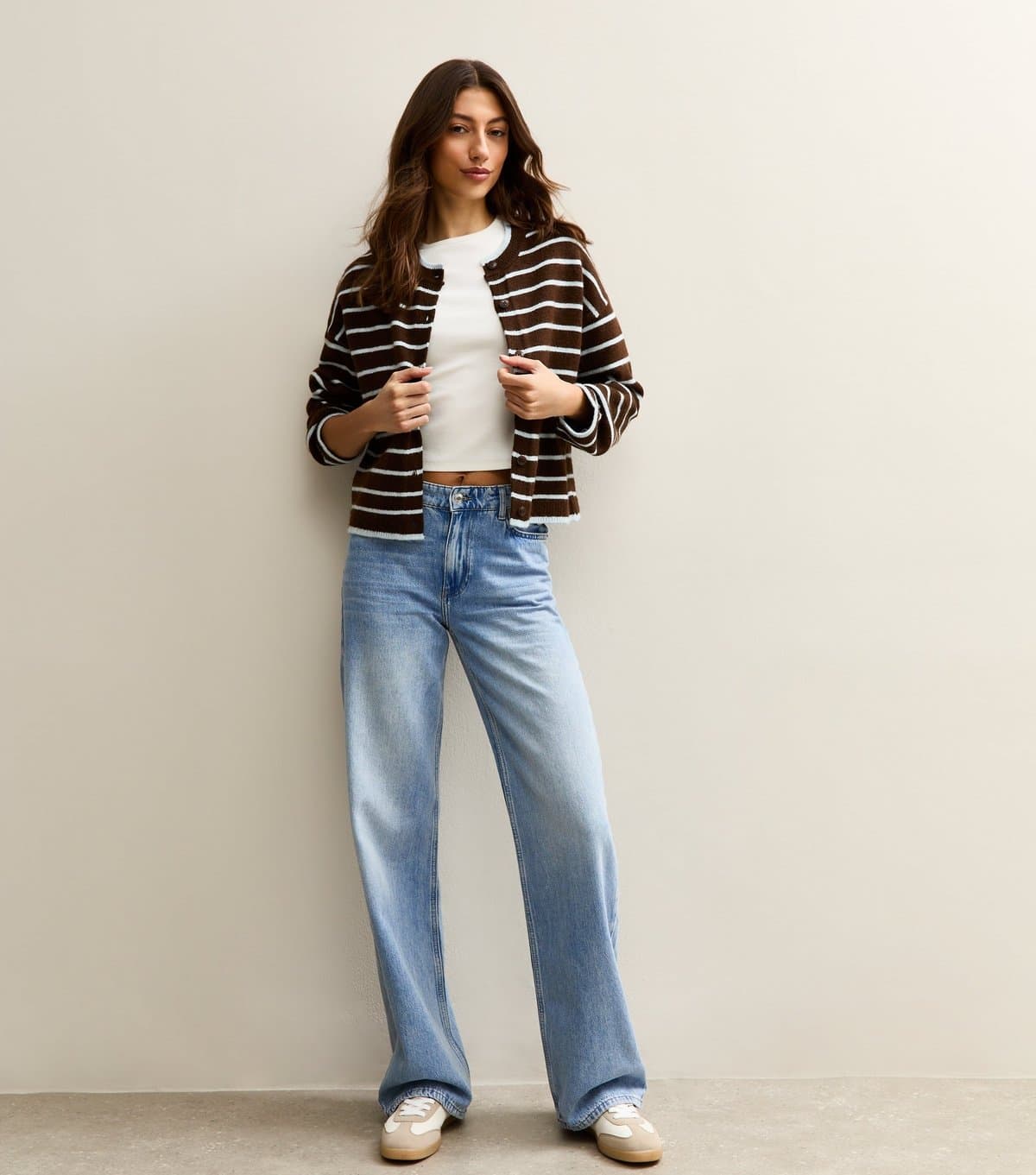 New Look New Look Mid Blue Low Rise Wide Leg Jeans