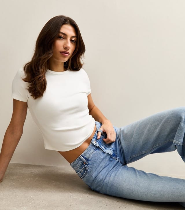 New Look Women's Tall Mid Blue Low Rise Wide Leg Jeans New Look - 2