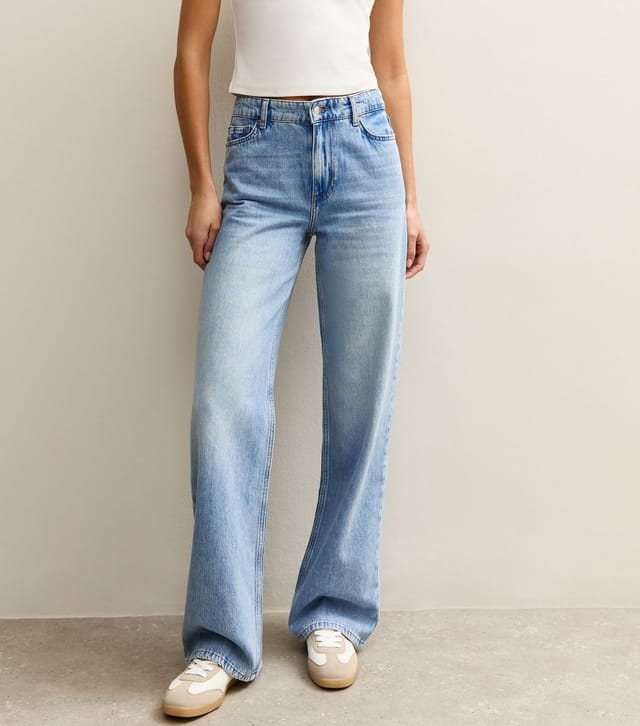 New Look Women's Tall Mid Blue Low Rise Wide Leg Jeans New Look - 3