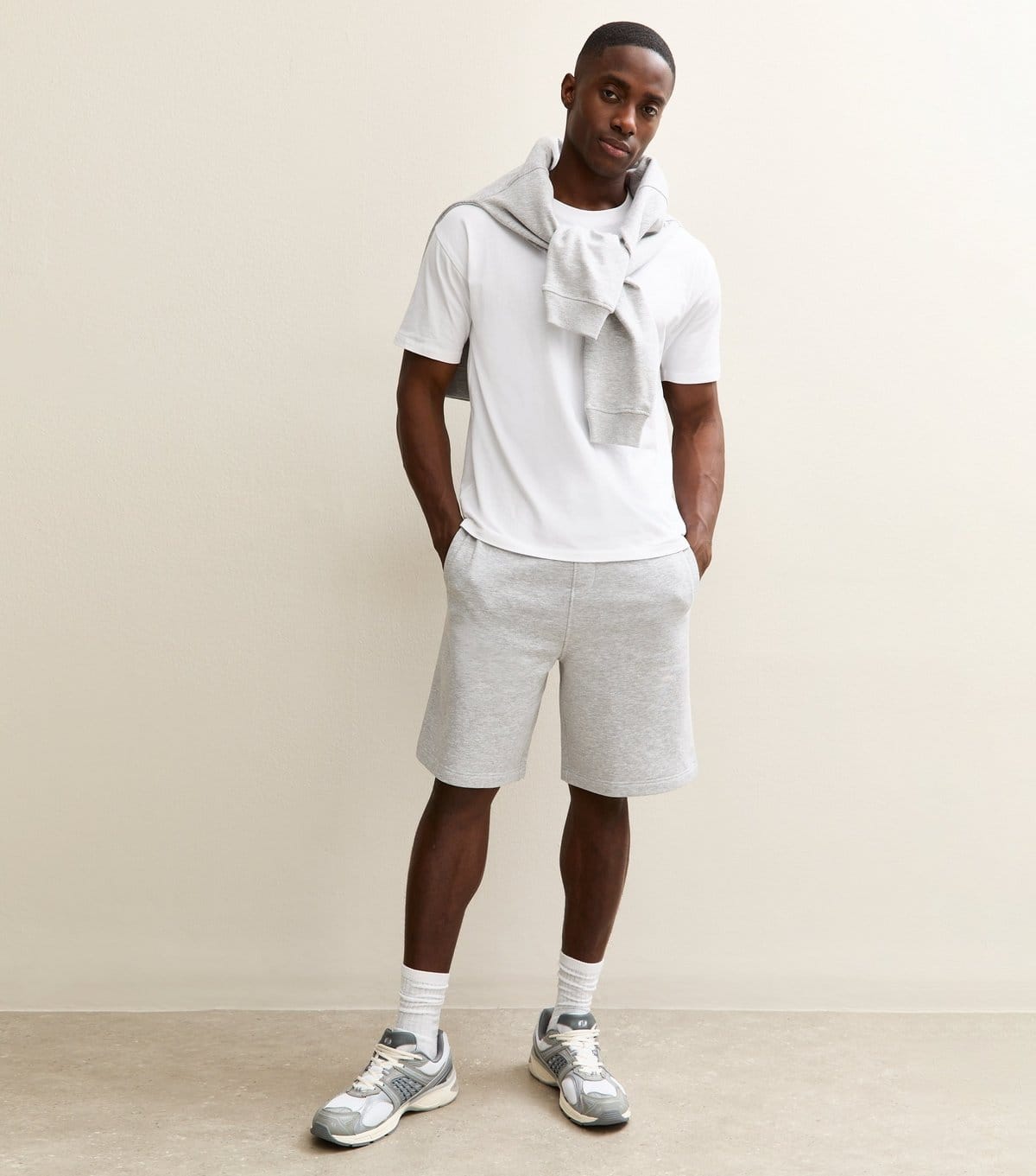 New Look Grey Marl Jersey Long Shorts