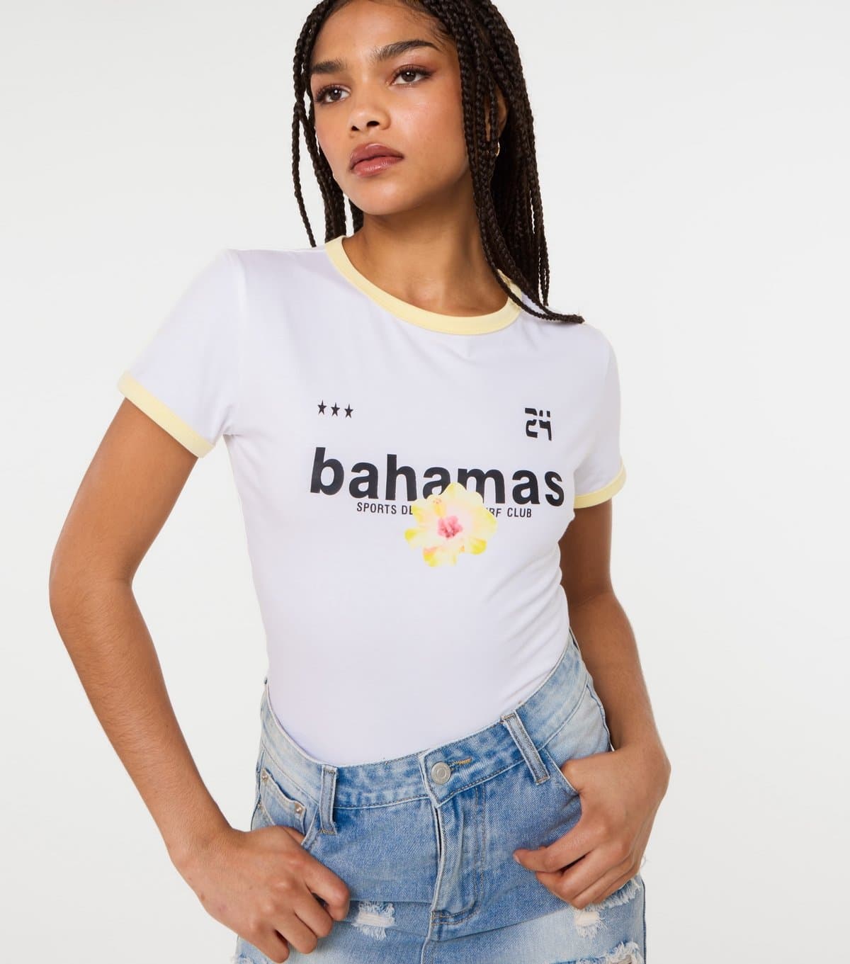 Pink Vanilla Women's Off White Hibiscus Flower T-Shirt Pink Vanilla New Look