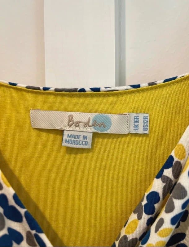 Boden Boden Willa Yellow Multi Jersey Dress Women’s Size UK 16R