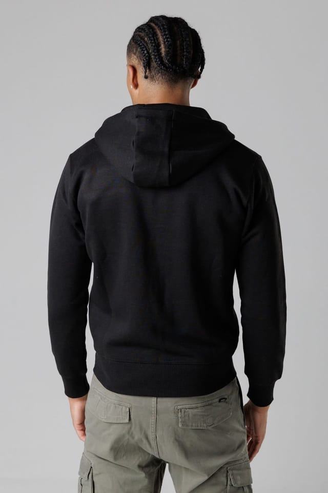 Firetrap Firetrap Men's Regular Fit Cotton Rich Zip Through Hoody with Drawstring in Black - 2