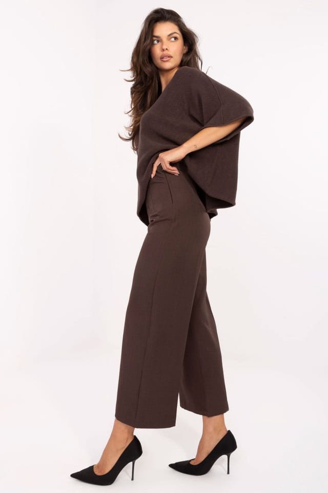Love Lace Love Lace Women's Elegant High Waisted Culotte Trousers in Brown - 2