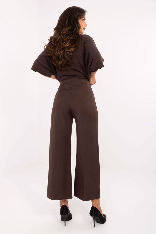 Love Lace Love Lace Women's Elegant High Waisted Culotte Trousers in Brown - 3