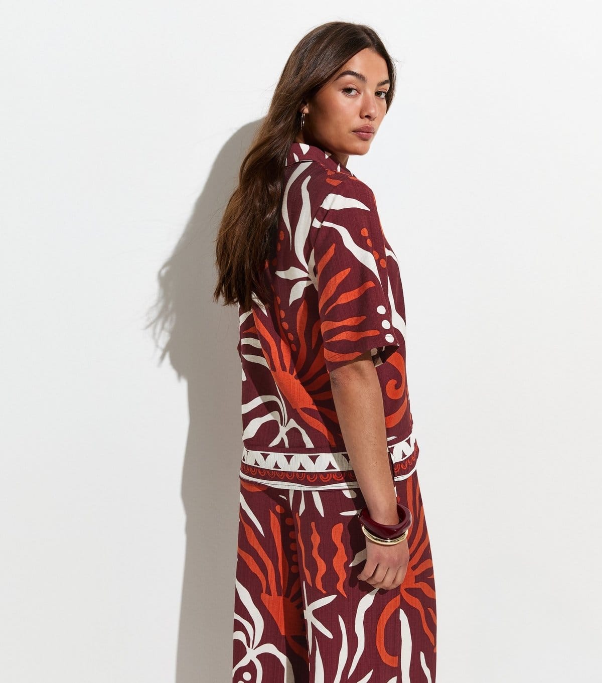New Look Women's Brown Sun Print Beach Short Sleeve Shirt New Look - 4
