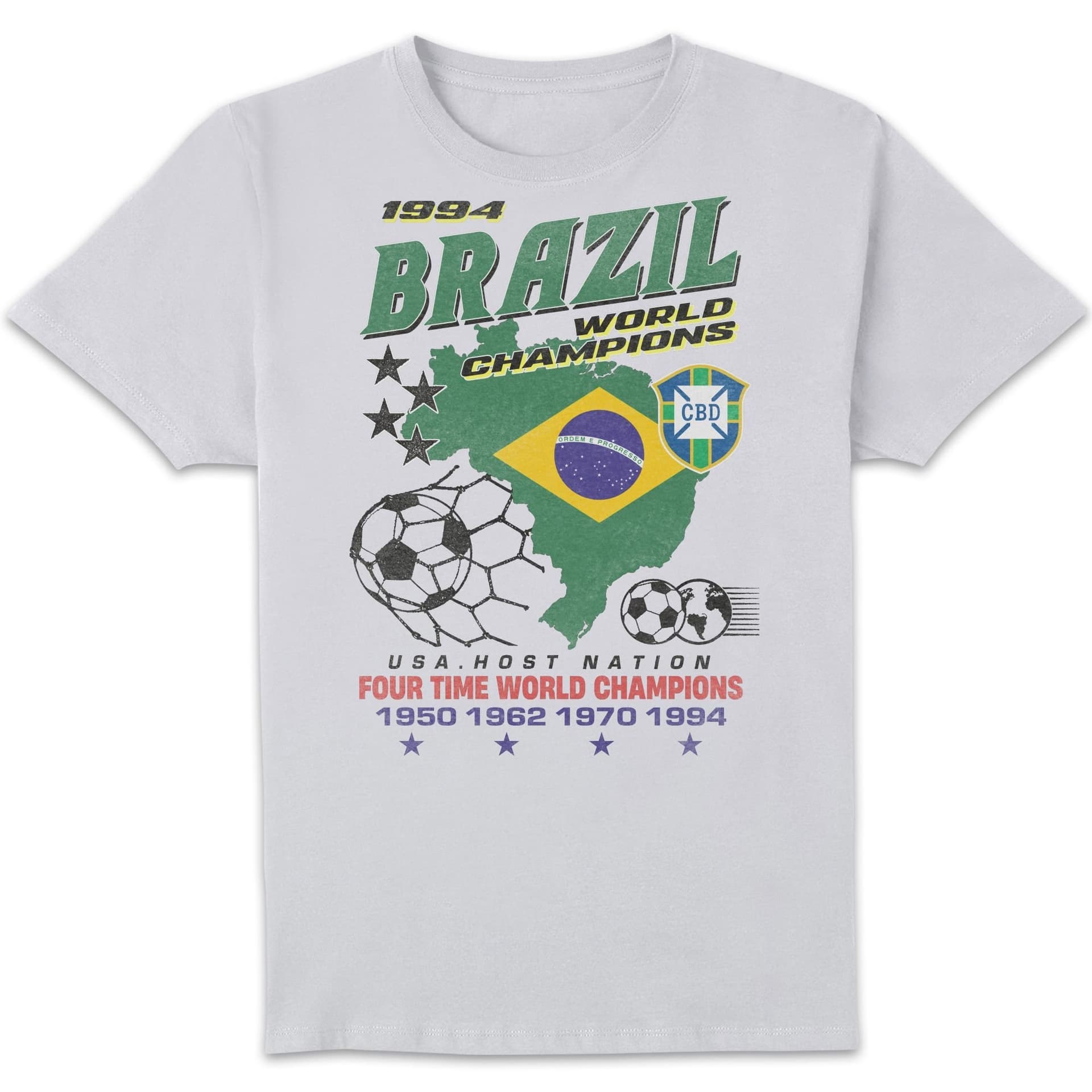 Toffs Football Toffs Football Men's Brazil 1994 World Champions T-Shirt - White