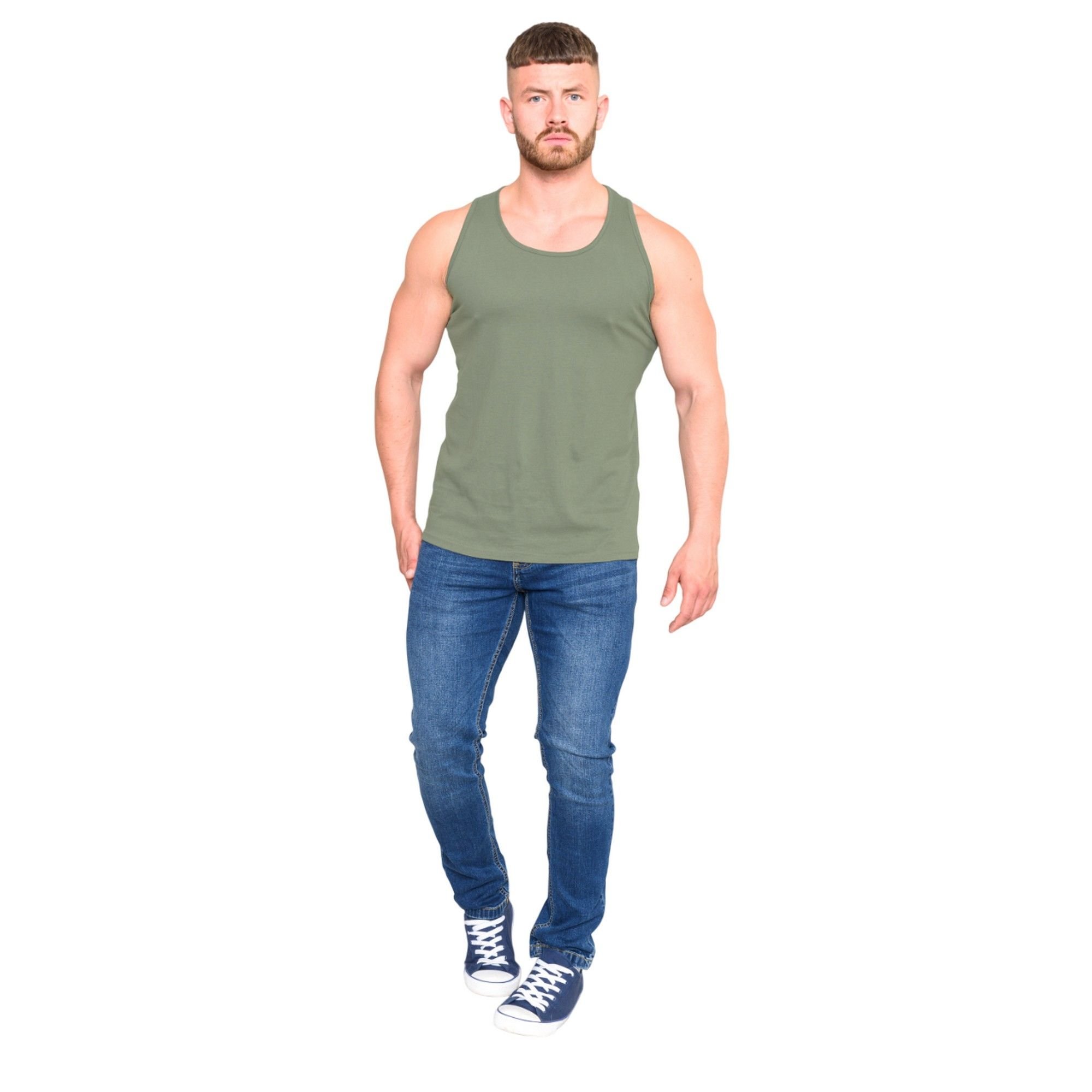 Duke Clothing Duke Clothing Men's D555 Fabio Tank Top in Khaki - 3