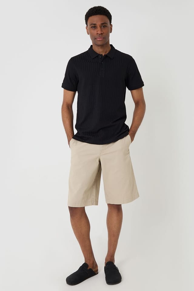 Threadbare Threadbare Men's Textured Cotton Polo Shirt in Black - 3