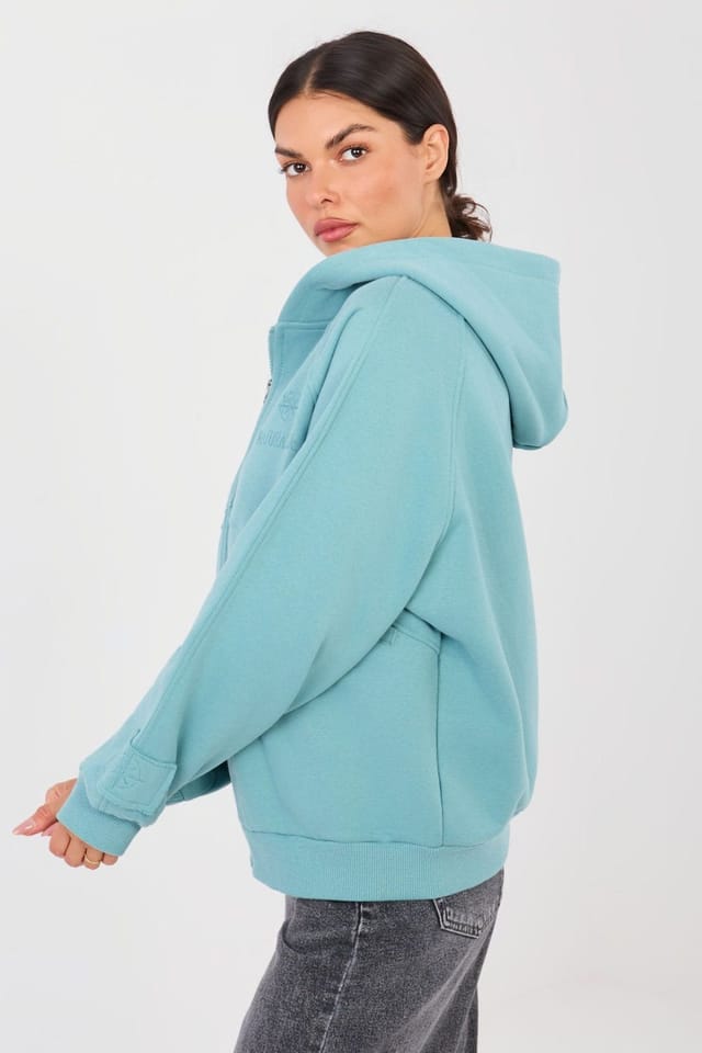 Love Lace Love Lace Women's Embroidered Zip Casual Hoodie with Hood Pockets in Blue - 3