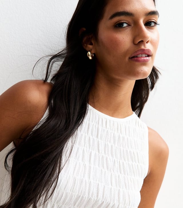 New Look Women's Cream Shirred Bodice Puffball Hem Mini Dress New Look - 3