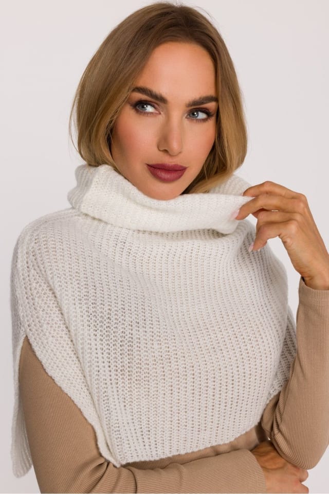 Love Lace Love Lace Women's Infinity Scarf Warm Soft Loose Weave High Collar Neck Wrap Chimney in White - 2