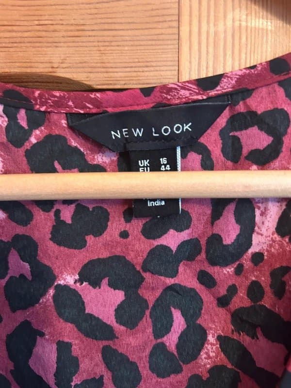 New Look Pink Leopard Print Wrap Dress – UK 16