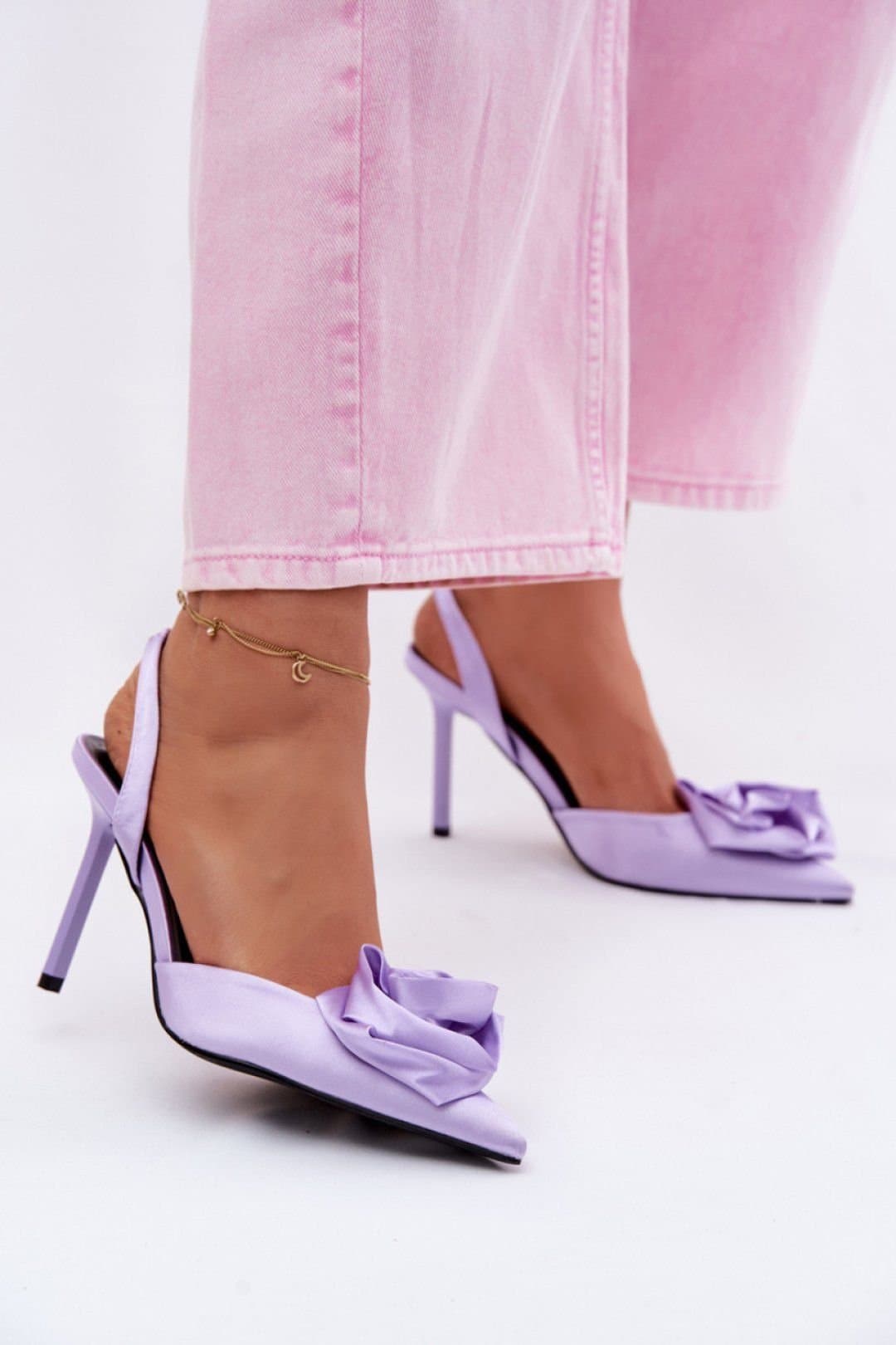 Love Lace Love Lace Women's Satin High Heel Sandals with Rose Applique Evening Wedding in Violet
