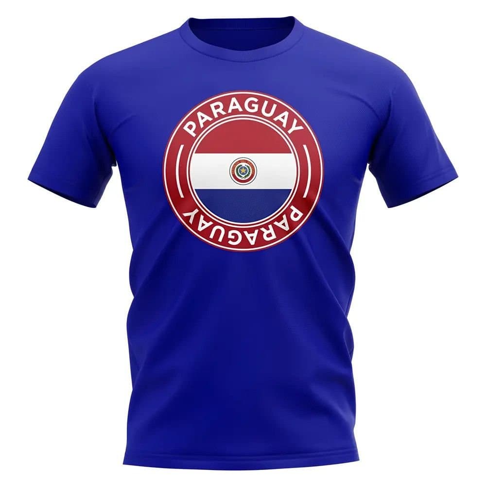Paraguay Paraguay Men's Personalised Football Badge T-Shirt Royal in Blue