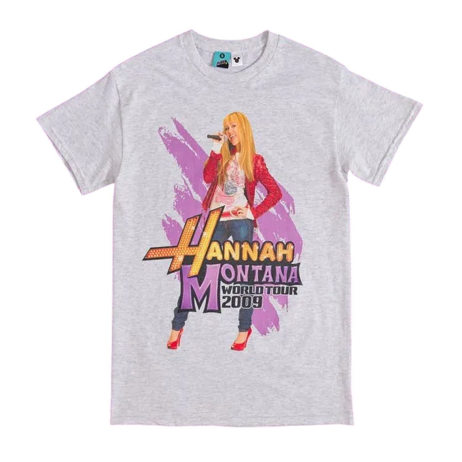 Hannah Montana Hannah Montana Men's World Tour 2009 Back Print T-Shirt in Grey