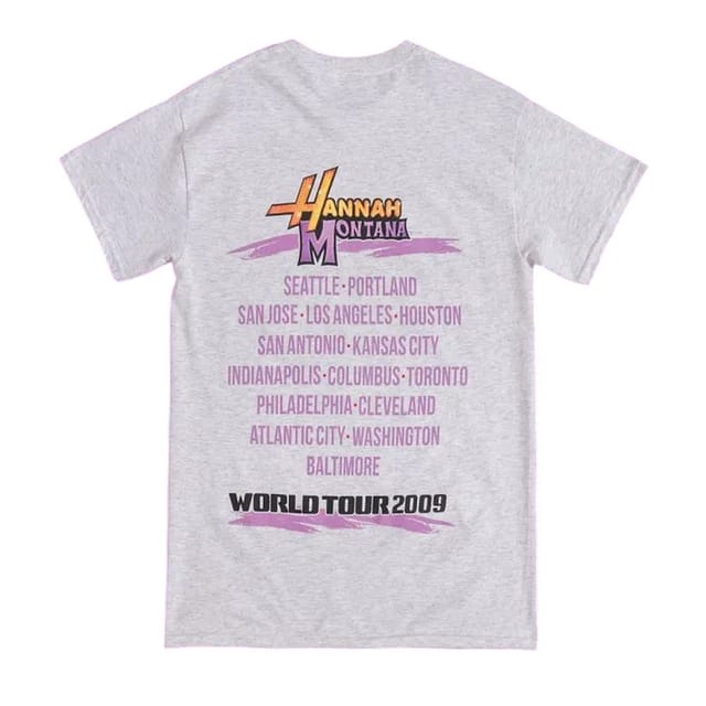 Hannah Montana Hannah Montana Men's World Tour 2009 Back Print T-Shirt in Grey - 2