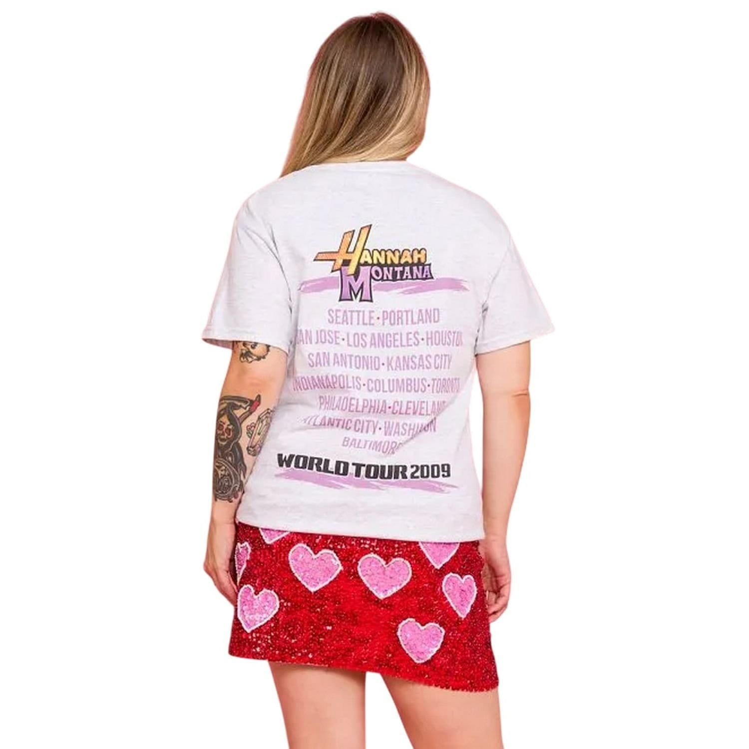 Hannah Montana Hannah Montana Men's World Tour 2009 Back Print T-Shirt in Grey - 4