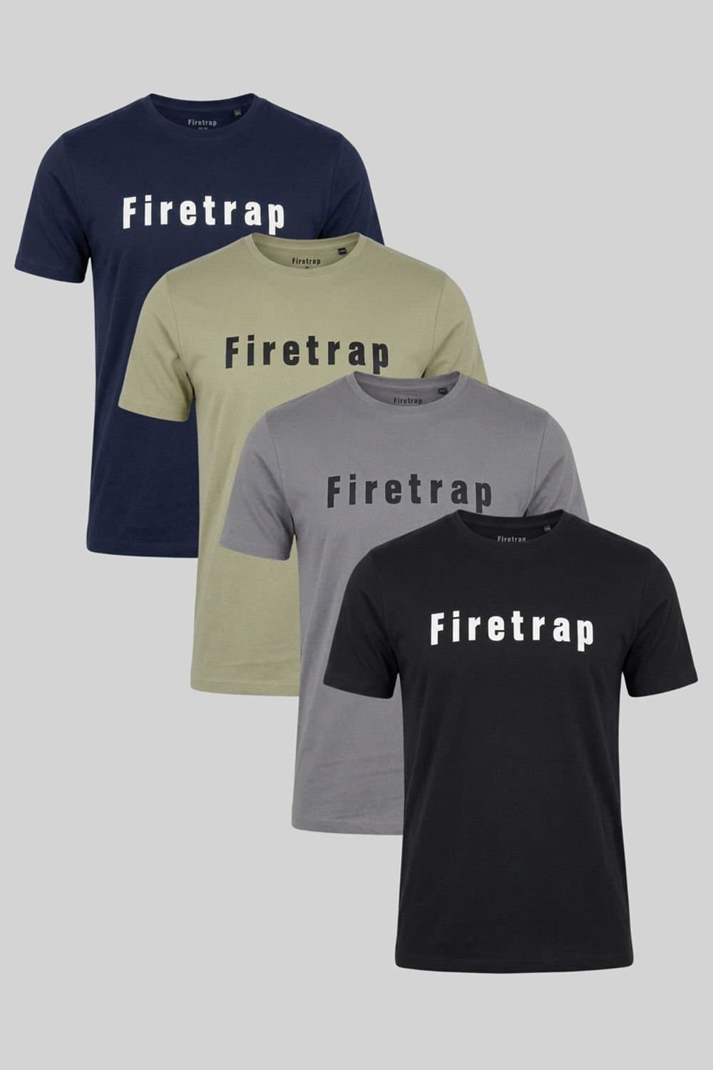 Firetrap Firetrap Men's 4 Pack Regular Fit Cotton Logo Tees