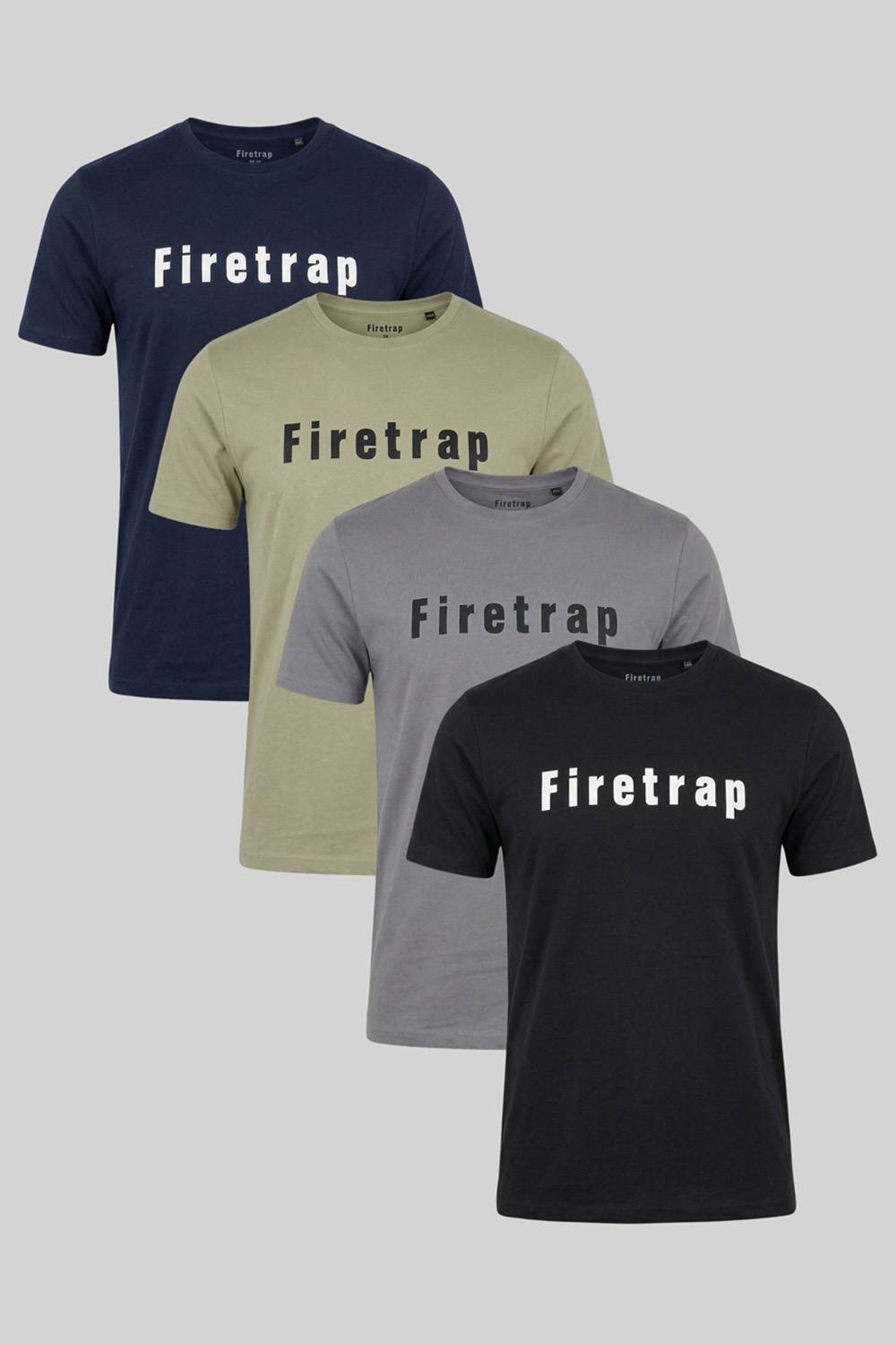 Firetrap Firetrap Men's 4 Pack Regular Fit Cotton Logo Tees - 2