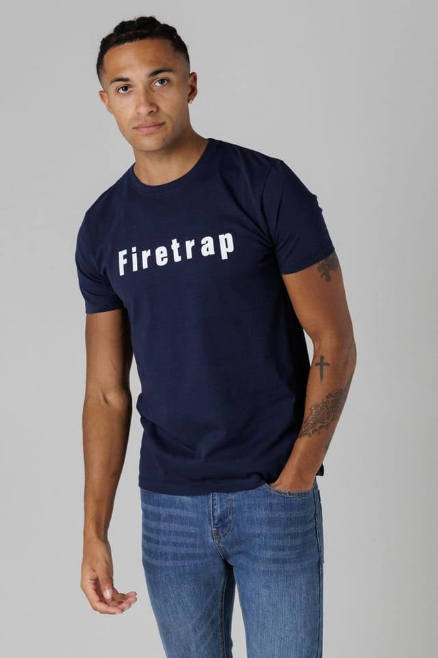 Firetrap Firetrap Men's 4 Pack Regular Fit Cotton Logo Tees - 2