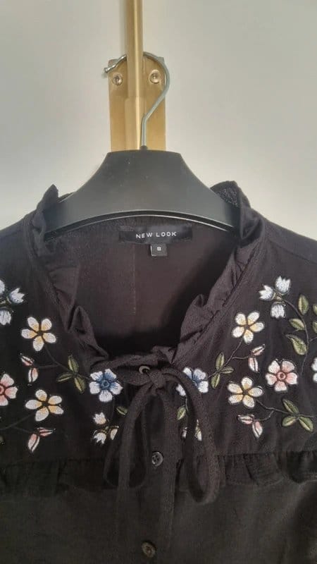 New Look Black Embroidered Floral Shirt