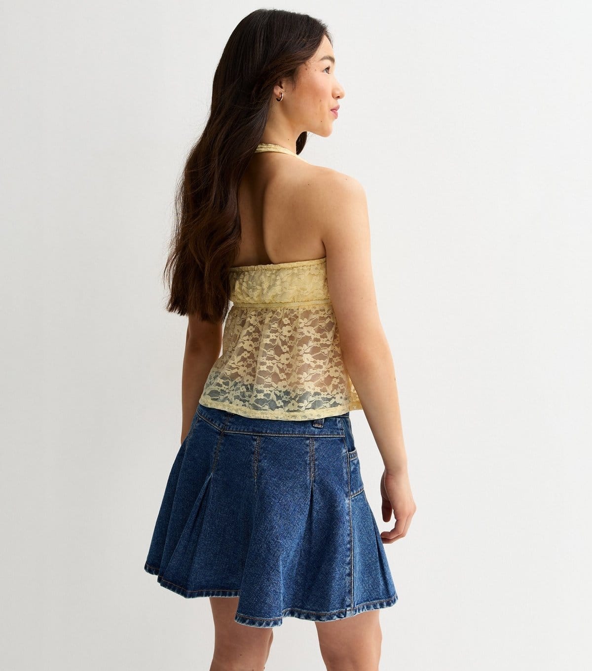 New Look Girls' Light Yellow Lace Halter Neck Top New Look - 4