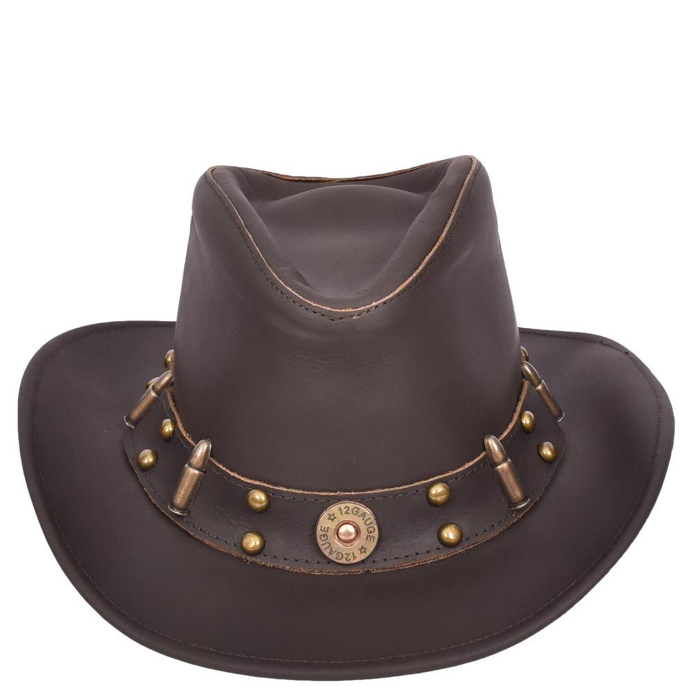 House of Leather House of Leather Men's Leather Design Cowboy Western Bush Hat HL3345 in Brown - 4