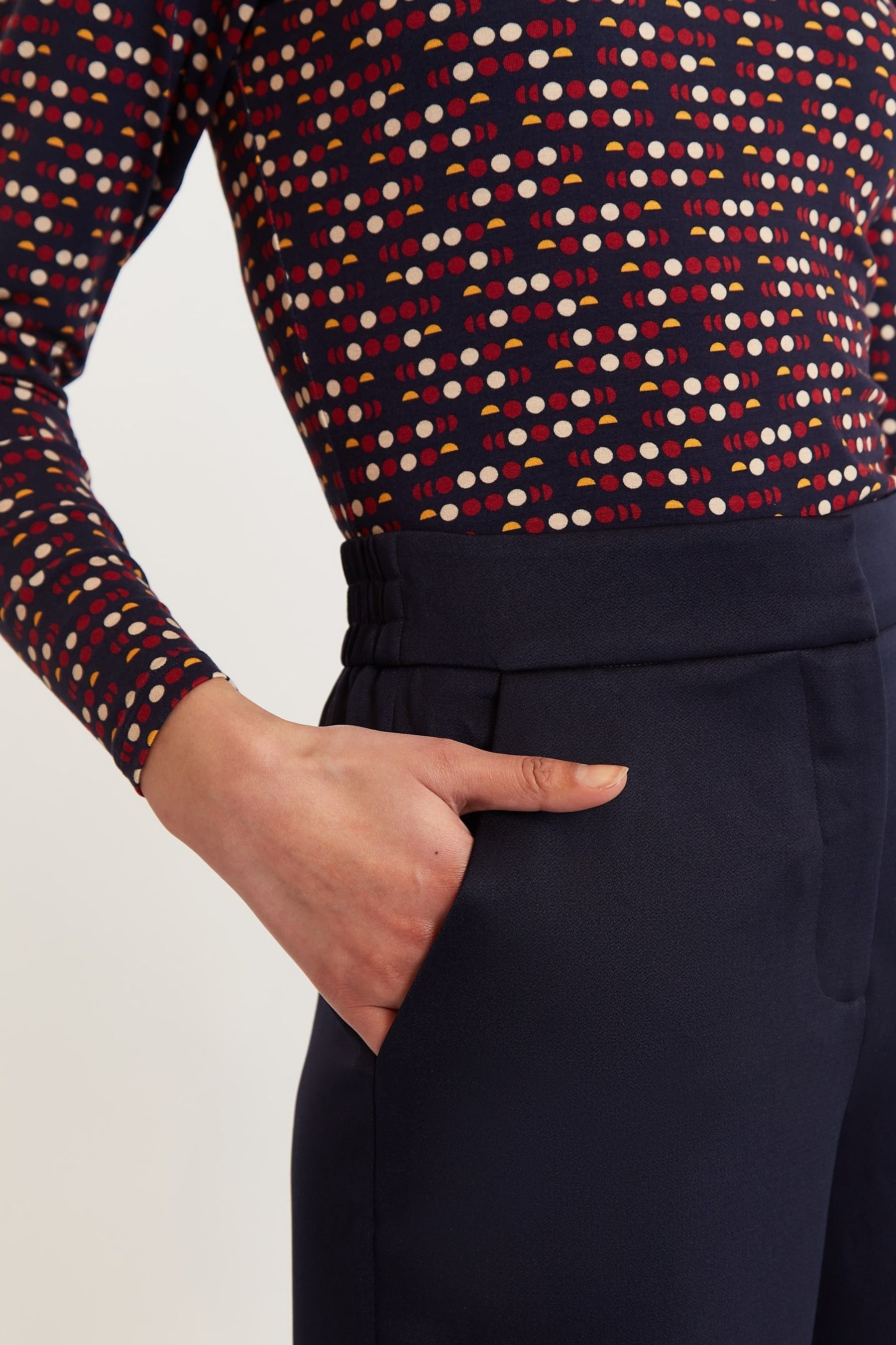 Louche Louche Women's Tilde Satin Back Crepe Wide Leg Trousers - Navy in Blue - 4