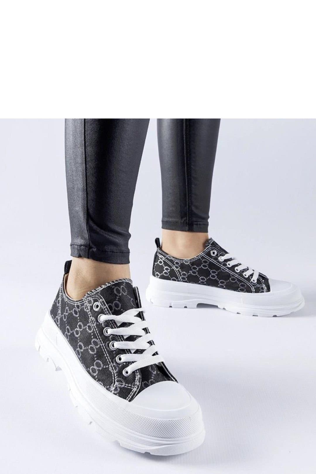 Love Lace Love Lace Women's Antonella Monogram Elegant Lace Up Sneakers with Comfort in Black
