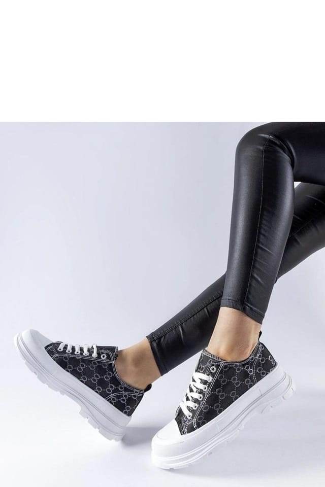 Love Lace Love Lace Women's Antonella Monogram Elegant Lace Up Sneakers with Comfort in Black - 2
