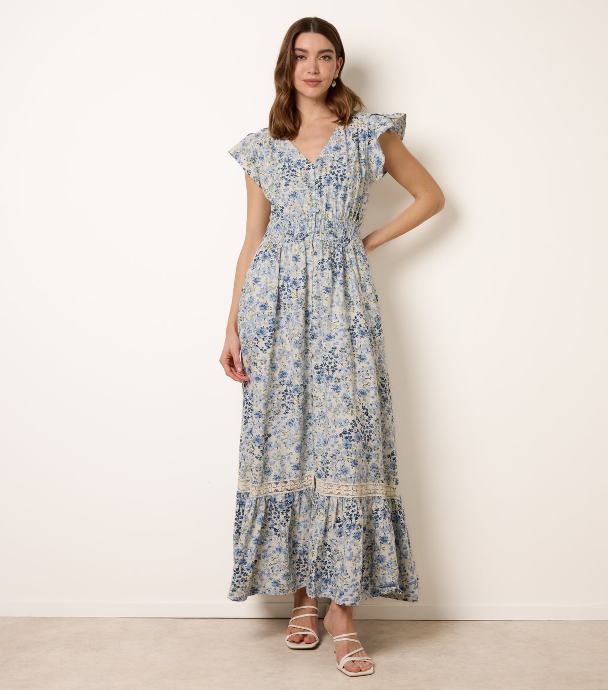 Blue Vanilla Women's Blue Floral Button Through Maxi Dress Blue Vanilla New Look - 3