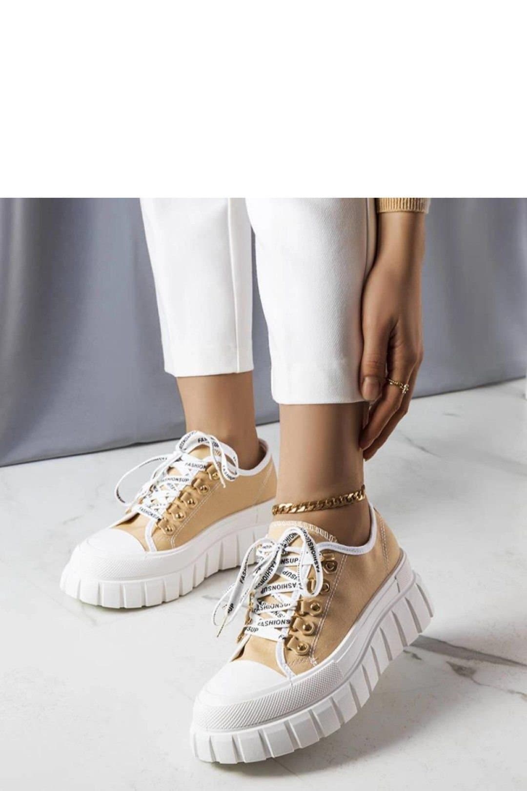 Love Lace Love Lace Women's Toni Ankle High Streetwear Sneakers With Textured White Sole in Beige