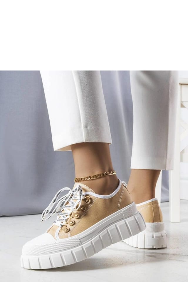 Love Lace Love Lace Women's Toni Ankle High Streetwear Sneakers With Textured White Sole in Beige - 3