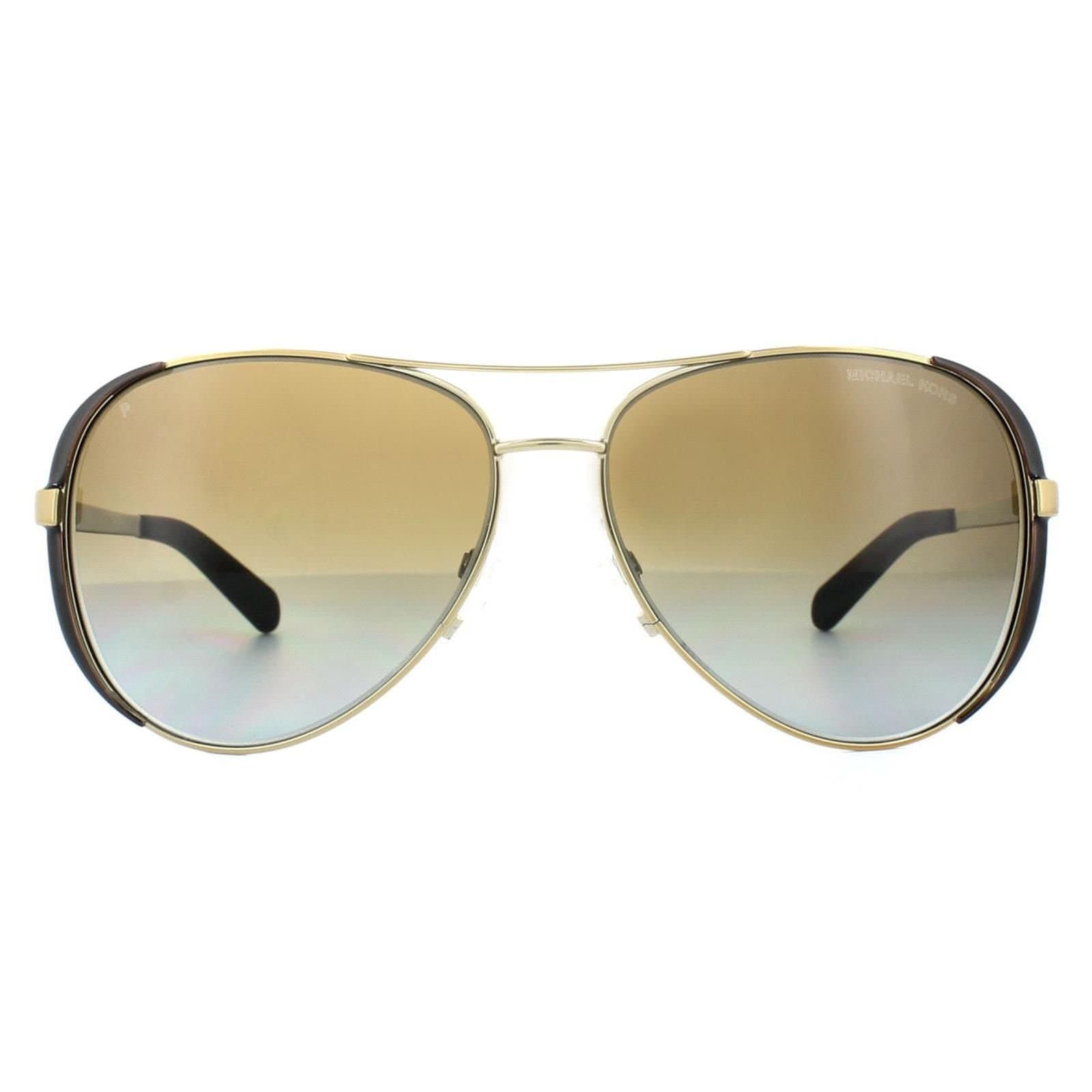 Michael Kors Michael Kors Women's Aviator Gold Dark Chocolate Brown Gradient Polarized Sunglasses