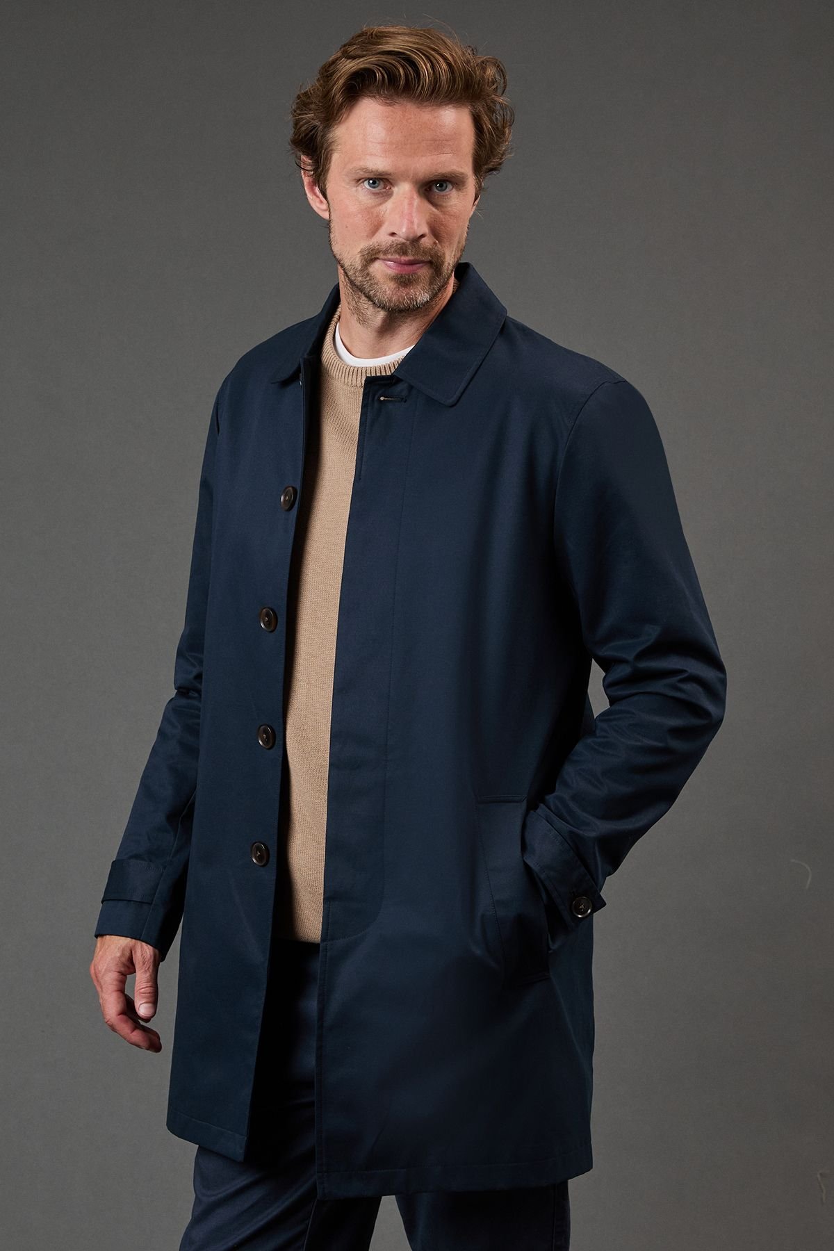 Maine Maine Men's Smart Cotton Mac in Navy - 2