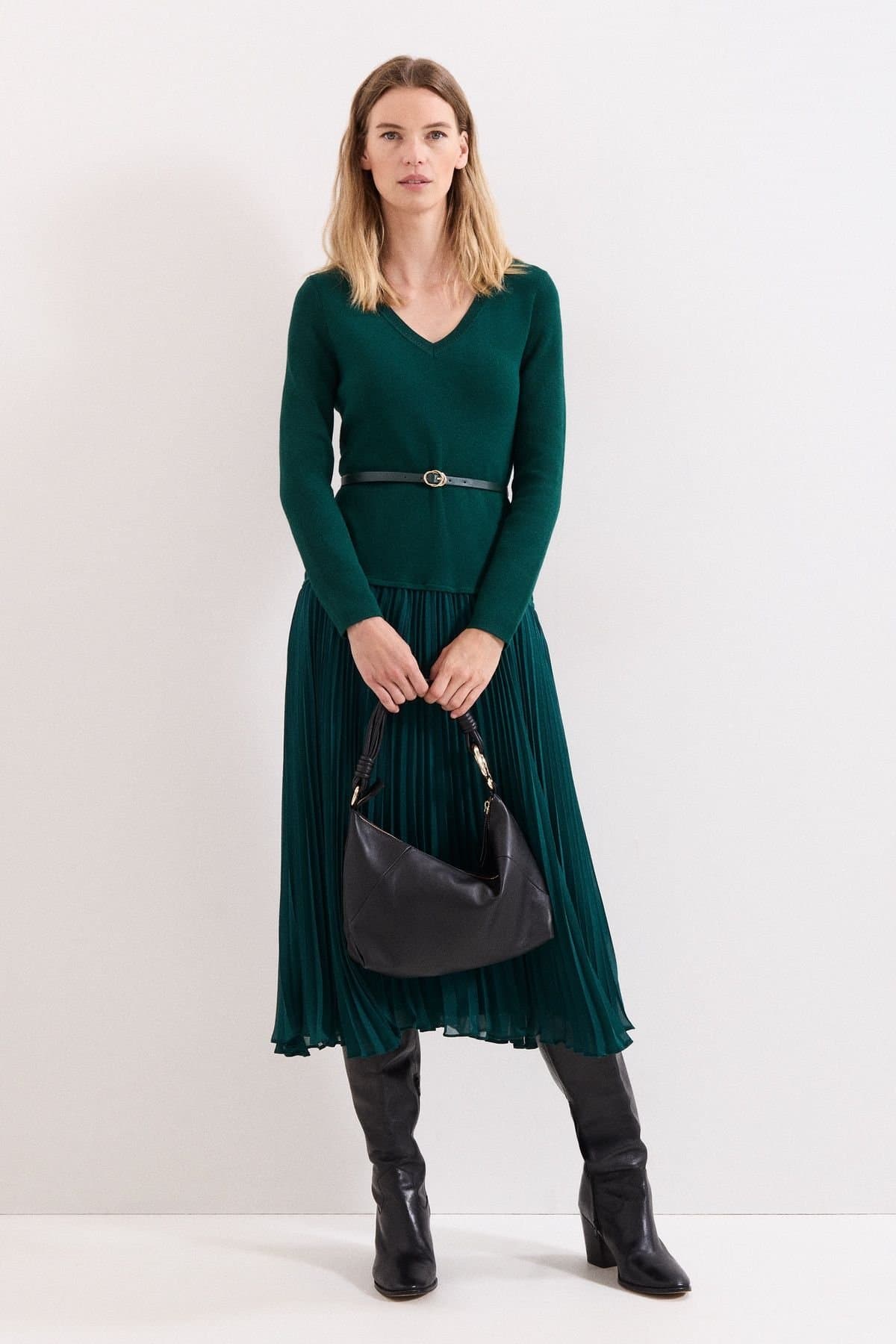 Phase Eight Phase Eight Women's Kai V Neck Dress in Bottle Green