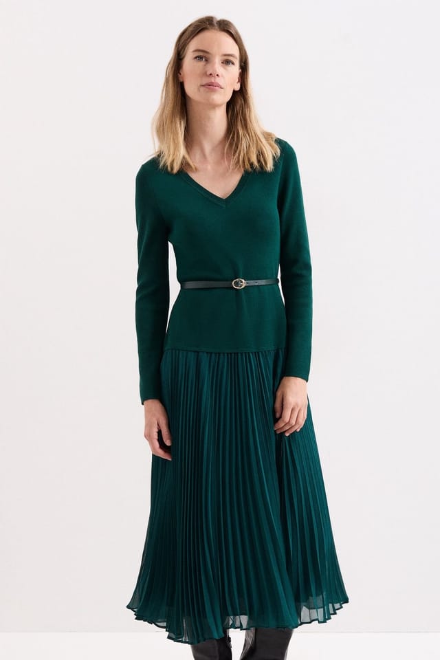 Phase Eight Phase Eight Women's Kai V Neck Dress in Bottle Green - 3