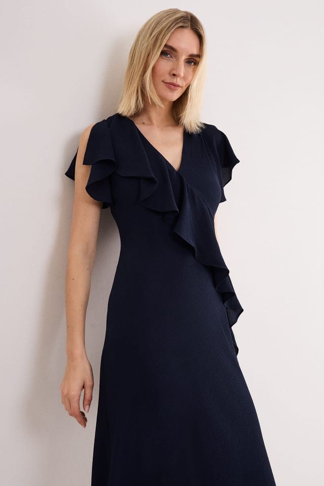 Phase Eight Phase Eight Women's Cosette Ruffle Detail Midi Dress in Dark Navy - 3