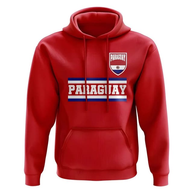 Paraguay Paraguay Men's Personalised Core Football Country Hoody in Red - 2