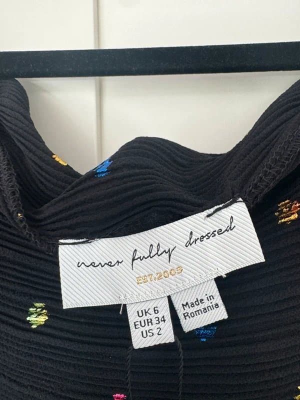 Never Fully Dressed Never Fully Dressed Multi Spot Tilly Dress Black Midi UK 6