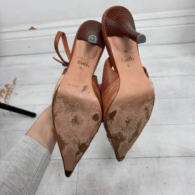 Faith Vintage y2k faith brown patchwork slingback heels