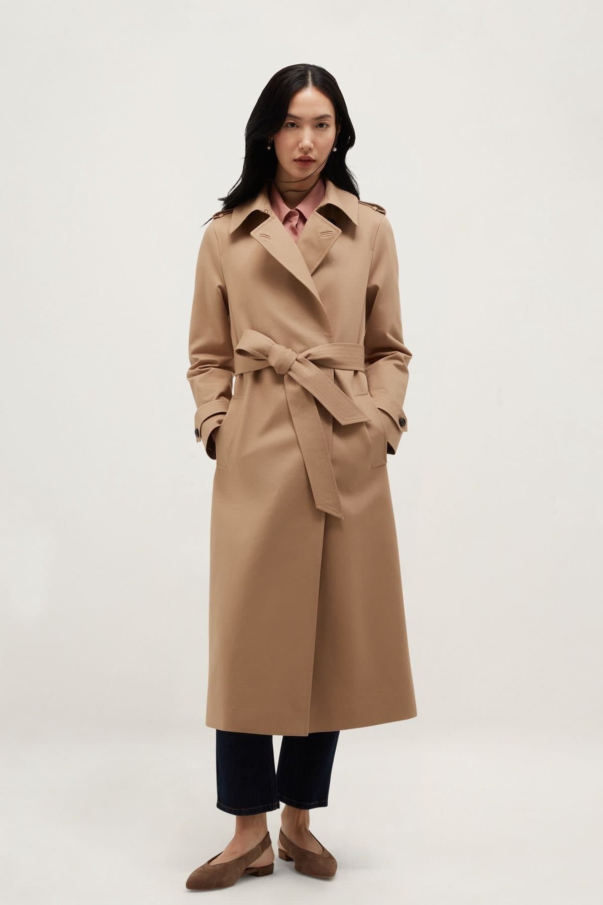 Hobbs London Hobbs London Women's Livia Midi Trench Coat in Light Tan