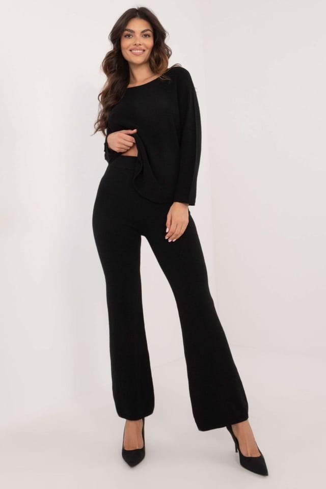 Love Lace Love Lace Women's Casual Viscose Polyester Nylon Sweater Pant Set in Black - 3